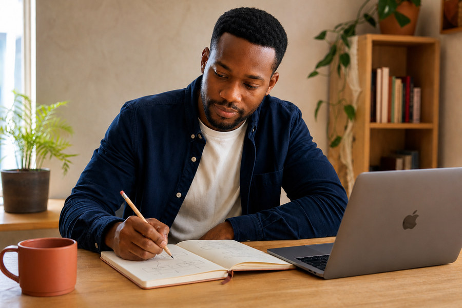 A builder planning the first useful version of a software product before development begins.