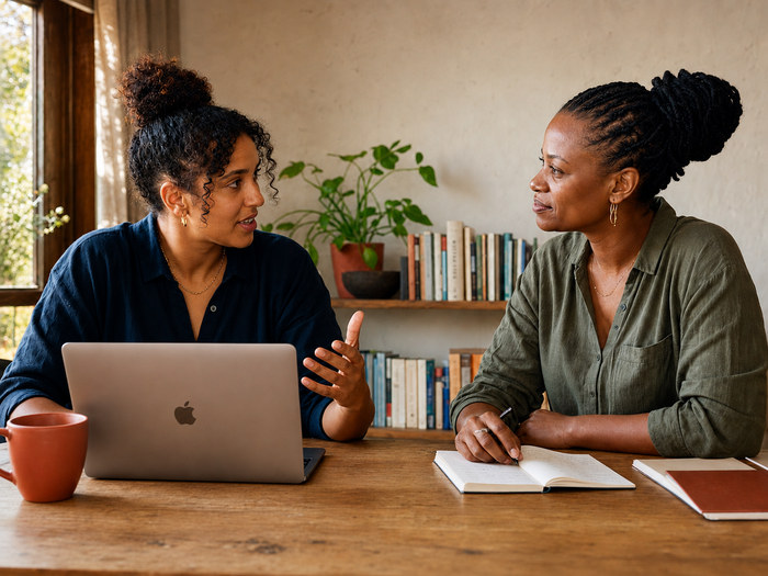 A private mentoring session between a software builder and an experienced developer.